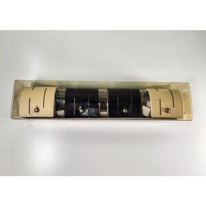 Pier 1 Imports Napkin Rings Black White Leather Band Stitched Discontinued New